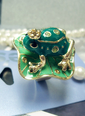戒指合金珐琅闪钻可爱女青蛙王子