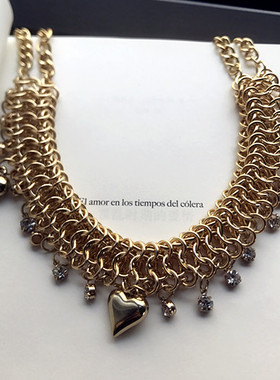 爱心奢华短项链镀金欧美女特水钻