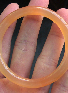 天然巴西玛瑙手镯/复古圆条/香橙色玉髓/水润通透2306