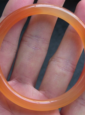 天然巴西玛瑙手镯/复古圆条/香橙色玉髓/水润通透/精美纹理2301