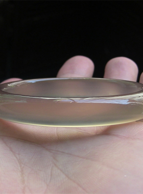 天然巴西玛瑙手镯/秀细加厚款/原色无忧化/高冰透强荧光玉髓2193