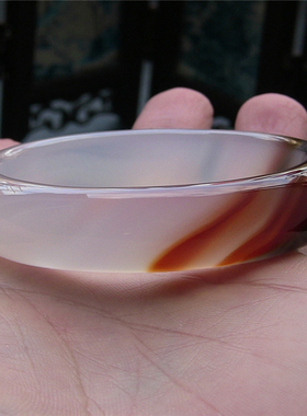 天然巴西玛瑙手镯水墨飘一抹红