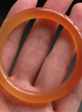 天然巴西玛瑙手镯/复古圆条/香橙色玉髓/水润通透2256