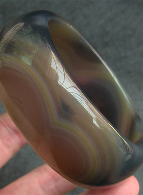 天然巴西玛瑙手镯/超宽加厚款/原色无忧化/精美风景画/玉髓2131