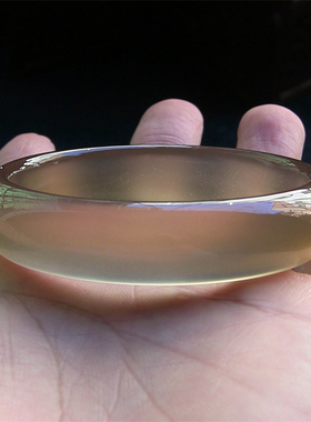 天然巴西玛瑙手镯/加厚不加宽/原色无忧化/香槟金/高冰强荧光1970