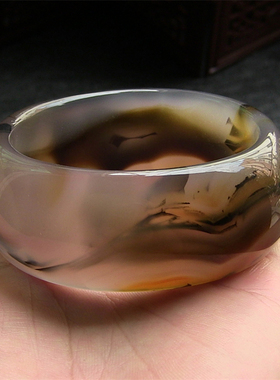 天然巴西玛瑙手镯/超宽加厚款/原色无优化/精美风景画纹理1850