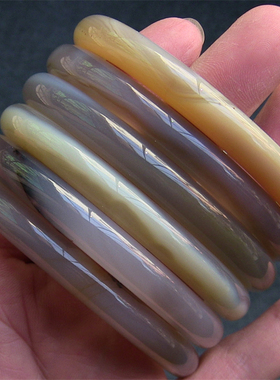 天然巴西玛瑙手镯/复古圆条/精美纹理/原色无忧化玉髓No:134