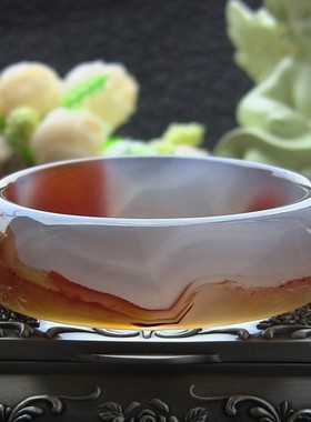 天然巴西象形山景红黑收藏品手镯