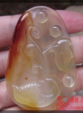 天然巴西俏色精雕水润通透吊坠