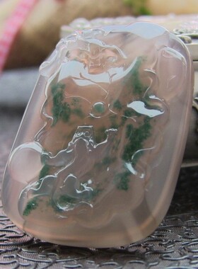 百年好合巴西玛瑙绿色玉髓吊坠