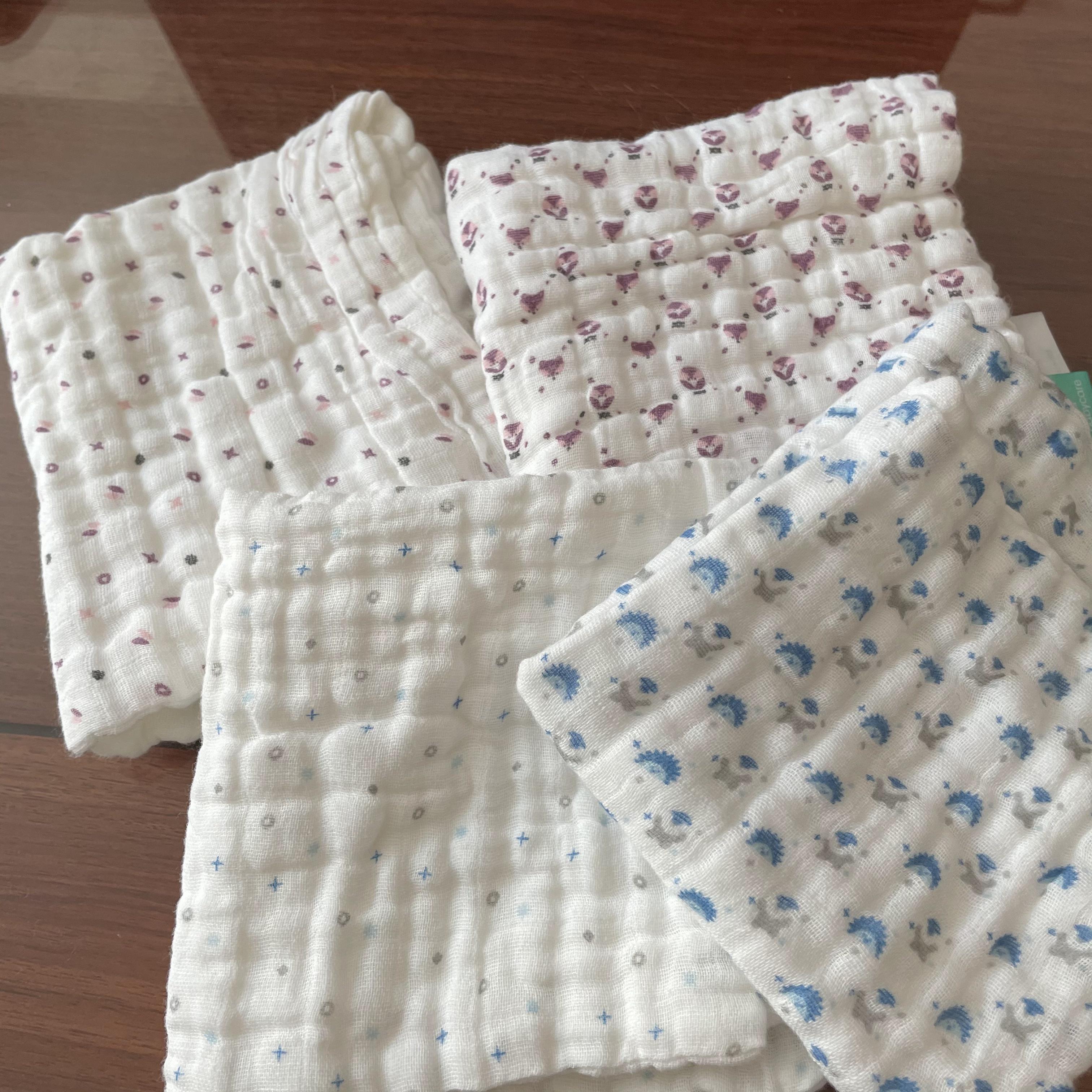 纯棉有机棉活性印染六层纱布小宝宝婴儿宝贝卡通口水巾小方巾手帕