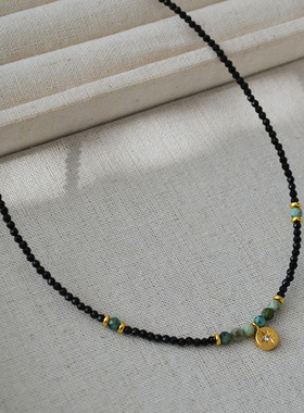 法式复古黑尖晶黄铜镀金女