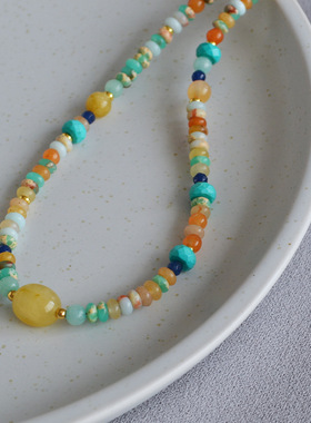 个性清新靓丽彩色项链真石女