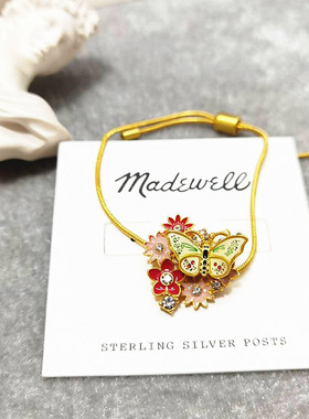 欧美简约雏菊花朵蝴蝶珐琅手链