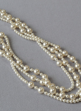 法式优雅时尚轻奢高级感高亮仿施家珍珠简约气质长款多层叠戴项链