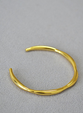 日韩小众设计简约黄铜镀金手镯