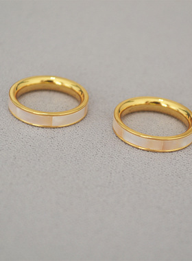 气质黄铜镀金指环时尚感女母贝