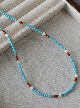 中国风国潮文艺项链绿松石女