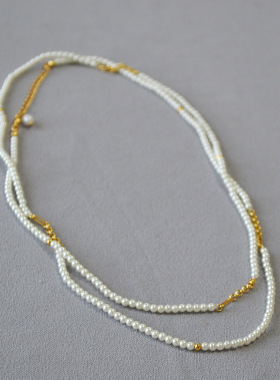 简约小香风项链珍珠链条毛衣链女