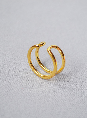 纯铜真金韩版精致简约锆石双环