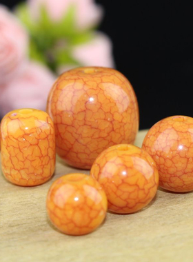 裂纹鸡油黄蜜蜡圆珠佛珠 星月菩提手工diy手串配件念珠手链隔珠