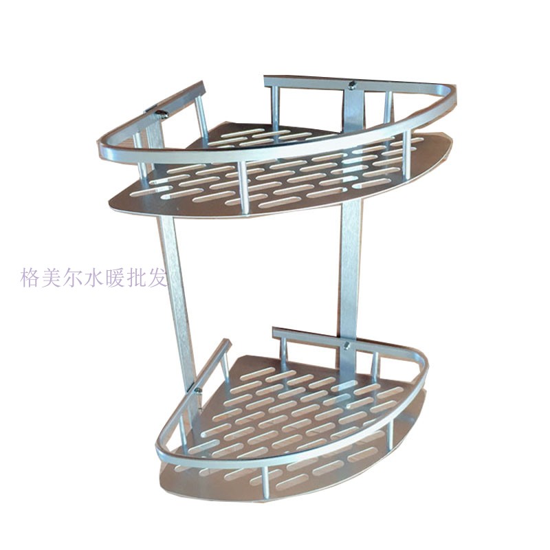 特价包邮免打孔安装太空铝浴室双层角架卫生间置物架三角篮免生锈 - 图3
