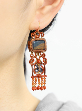 栖石原创中级编绳教程蜿璃编绳耳环新中式饰品手工编绳首饰