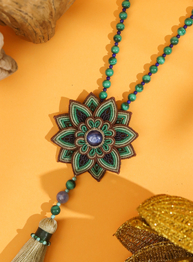 原创设计首饰栖石蜡线手工压襟女