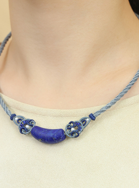 栖石原创初级编绳教程霁蓝编绳项链饰品手工编绳首饰