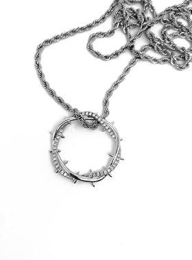 Kendrick Lamar荆棘冠项链喇嘛镶钻说唱项链白金色吊坠嘻哈林氏