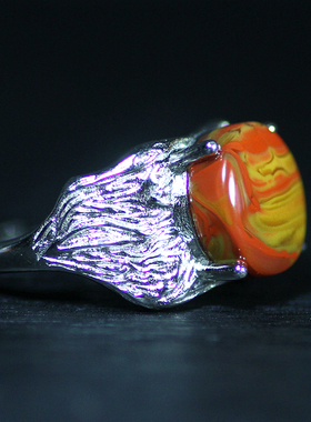 北票战国红圆形蛋面女款戒指指环