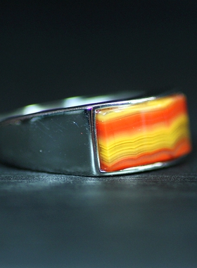 北票战国红马鞍镶银戒指指环戒圈