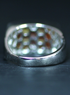 北票战国红满丝纯银马鞍戒指指环