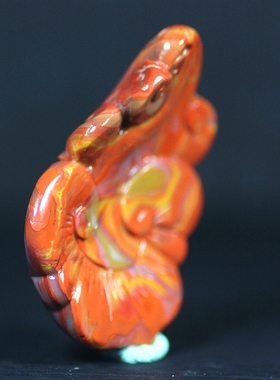 北票战国红灵芝如意项链坠毛衣链