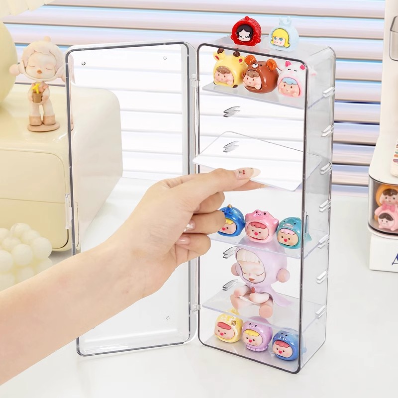 萌粒收纳展示盒迷你食玩娃娃手办摆件乐高立牌多层亚克力防尘展示 - 图1