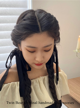 发圈雪纺双马尾发圈甜美系带