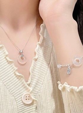 碎银平安扣新中式玉髓纯银手链女生轻奢小众精致高级生日礼物女友