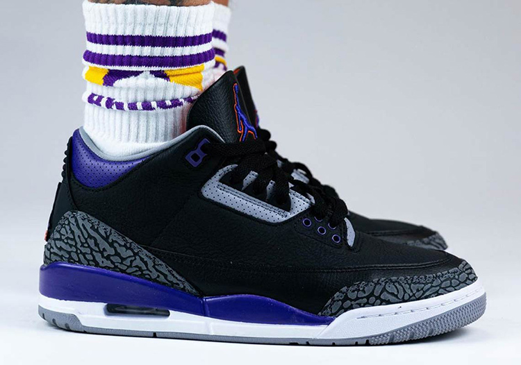 牛哄哄Air Jordan 3 AJ3 Court Purple 黑紫爆裂纹球鞋CT8532-050 - 图1