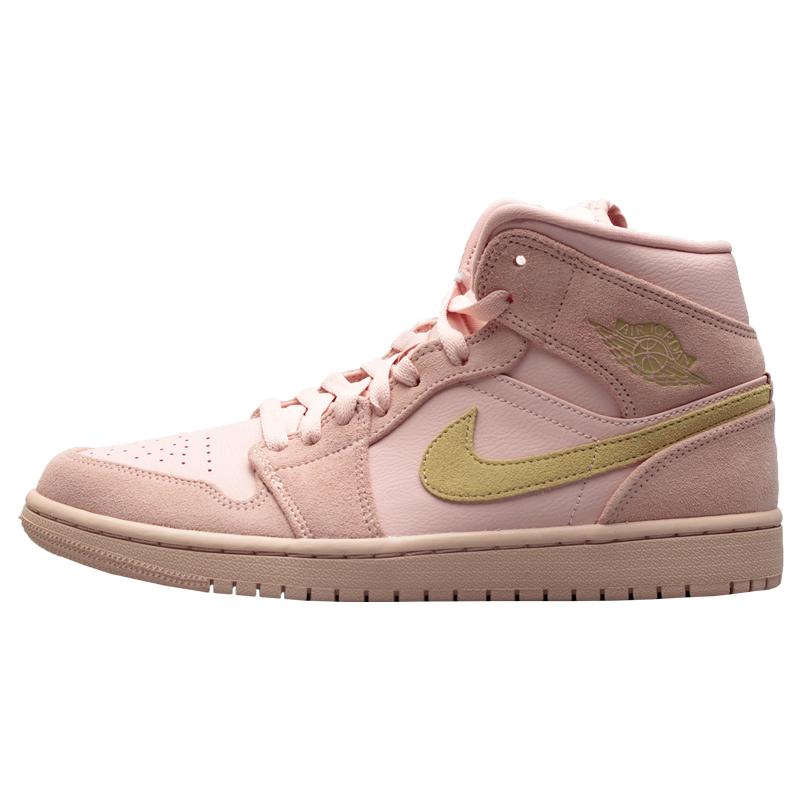 牛哄哄 Air Jordan 1 Mid AJ1 珊瑚金麂皮脏粉 BQ6931-852542-600 - 图3