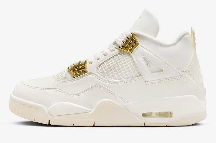 牛哄哄 Air Jordan 4 Metallic Gold AJ4白色篮球鞋 AQ9129-170-图3