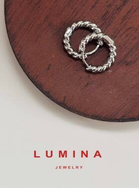 「LUMINA」法式高级感极简百搭冷淡港风925银针金属麻花圈圈耳环