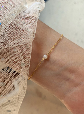 纤细极简高光天然迷你女白珍珠