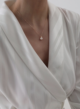 原创14k包金小灯泡吊坠白珍珠