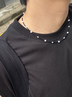 韩国代购黑白串珠项链