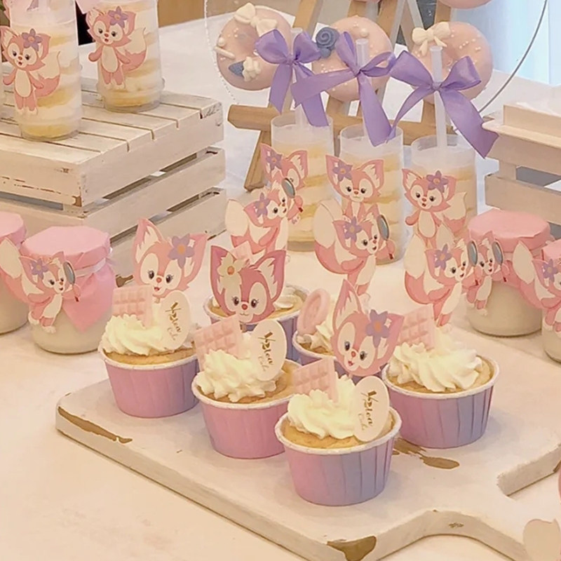 粉色小狐狸纸杯蛋糕装饰插件宝宝宴甜品台玻璃瓶布丁杯包装纸贴纸,淘宝优惠券,粉丝福利购,淘宝优惠卷