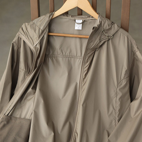 杜邦三防薄款连帽外套纯色户外运动休闲宽松骑行钓鱼皮肤防晒衣男 - 图0