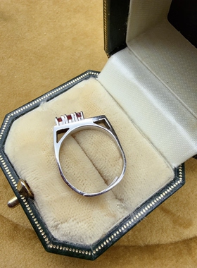 德国中古纯银设计款红宝石开口戒