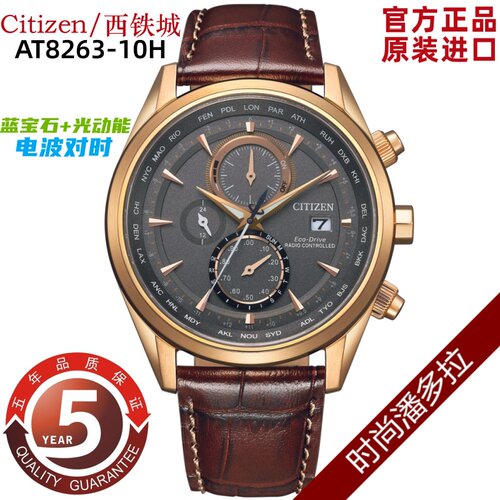 Citizen西铁城光动能电波表商务万年历男表AT8113-12H/04H AT8110 - 图1