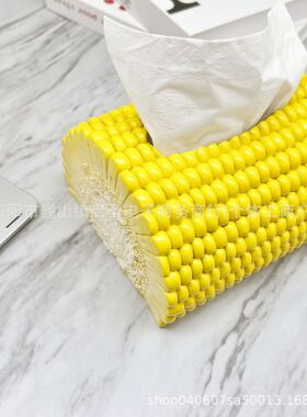 跨境仿真玉米抽纸盒纸巾盒家居餐厅客厅功能装饰品树脂工艺品摆件