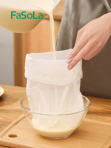 日本FaSoLa豆浆过滤网厨房果汁过滤袋神器蔬菜滤网筛超细纱布漏网 - 图2